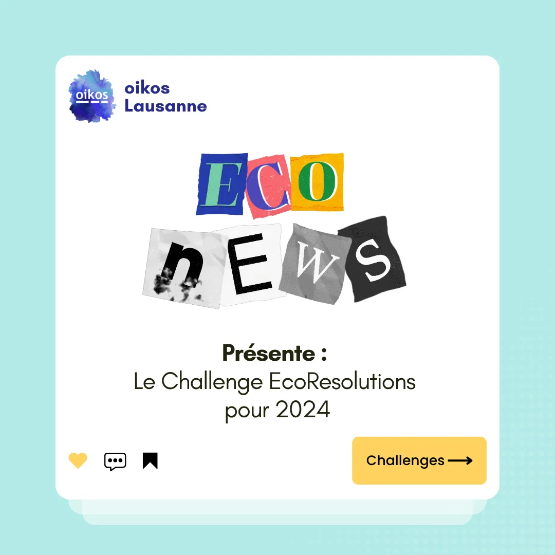 Couverture du Challenge EcoResolutions pour 2024, avec le titre Eco News en lettres découpées